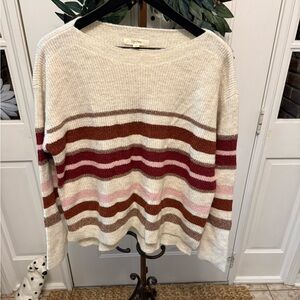 Peyton Primrose Colorblock Stripe Oversized Lightweight Sweater LS L